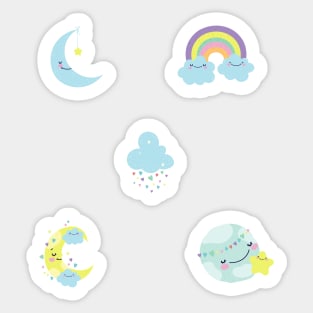 Cute baby elements|moon|cloud|planet Sticker